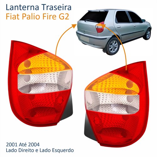 Par de Lanterna Fiat Palio G2 2001 Até 2004 Tricolor Carcaça Preta