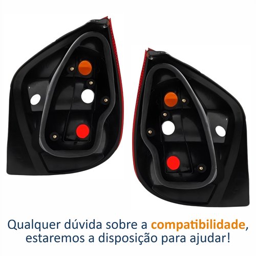 Par de Lanterna Fiat Palio G2 2001 Até 2004 Tricolor Carcaça Preta
