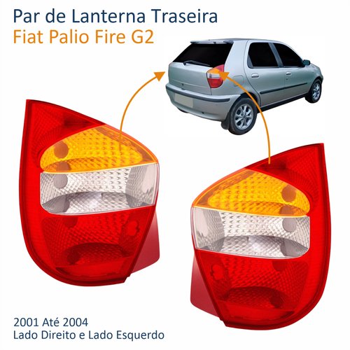 Par de Lanterna Fiat Palio G2 2001 Até 2004 Tricolor Carcaça Vermelha