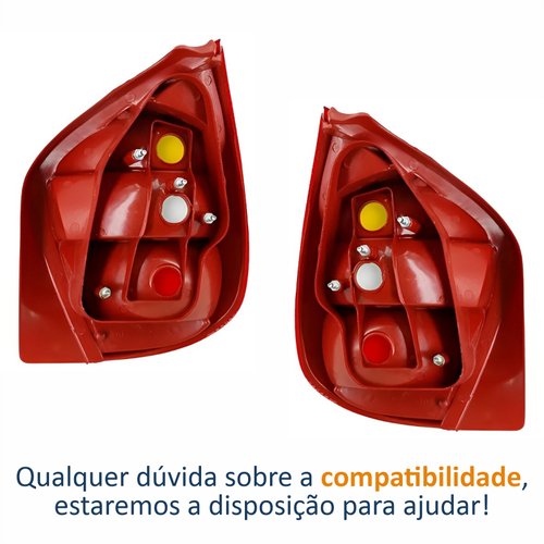 Par de Lanterna Fiat Palio G2 2001 Até 2004 Tricolor Carcaça Vermelha