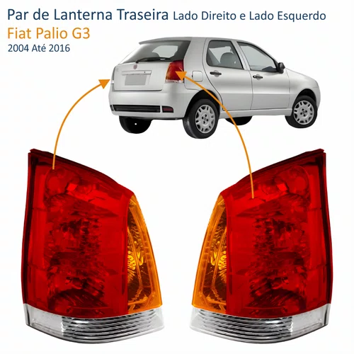 Par de Lanterna Fiat Palio G3 2004 Até 2016 Tricolor