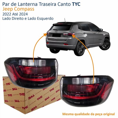 Par de Lanterna Traseira Canto Jeep Compass 2022 Até 2024 TYC Com Led