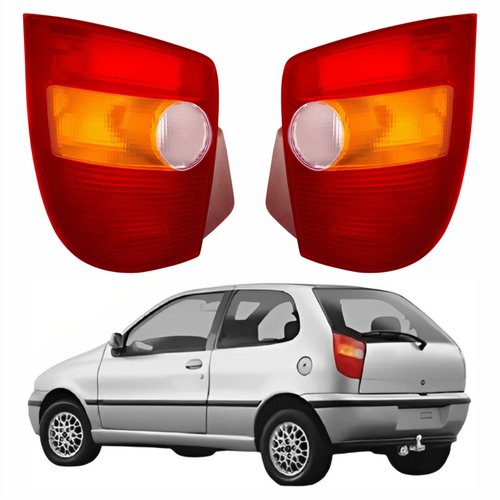 Par de Lanterna Traseira Fiat Palio G1 1996 Até 2000 Tricolor