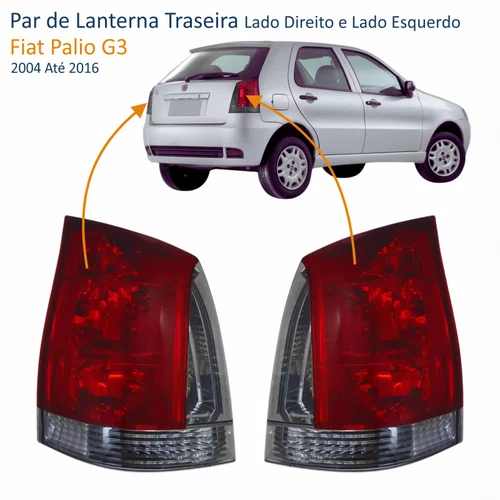 Par de Lanterna Traseira Fiat Palio G3 2004 Até 2016 Fumê