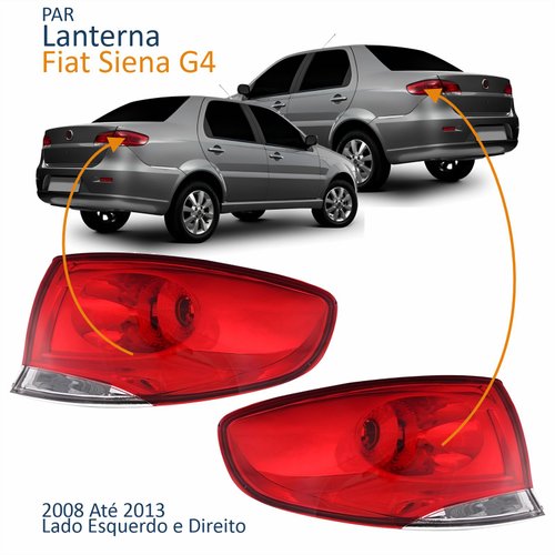 Par Lanterna Traseira Fiat Siena G4 2008 Até 2013 Canto Bicolor