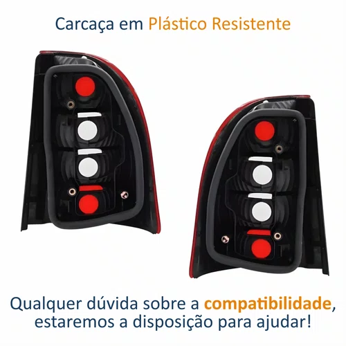 Par de Lanterna Traseira Fiat Strada 2005 Até 2008 Bicolor
