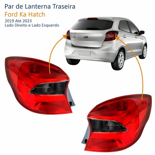 Par de Lanterna Traseira Ford Ka Hatch 2019 Até 2023 Fumê