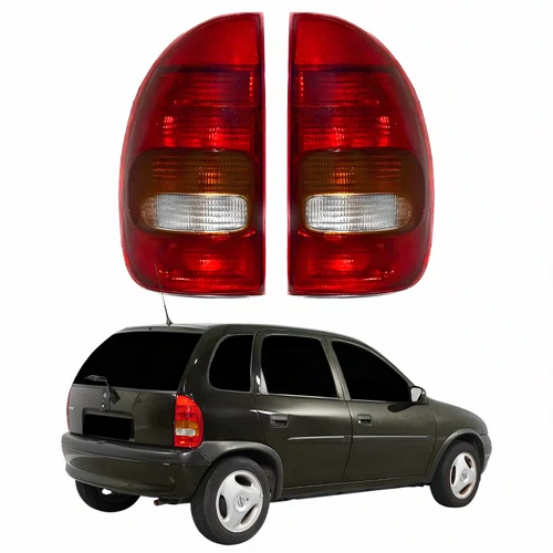 Par de Lanterna Traseira Gm Corsa Hatch 1996 Até 1999 Tricolor 4 Portas