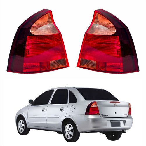 Par de Lanterna Traseira Gm Corsa Sedan 2003 Até 2012 Original Arteb Pisca Rosa