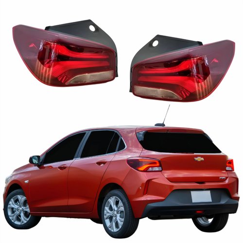 Par de Lanterna Traseira Gm Onix Hatch 2020 Até 2024 Bicolor Sem Led