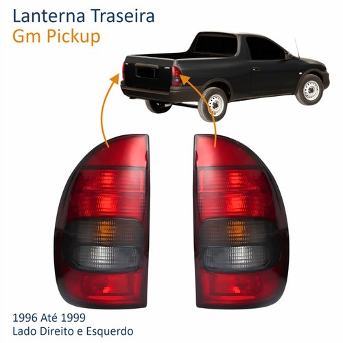 Par de Lanterna Traseira Gm Pickup 1996 Até 1999 Fumê