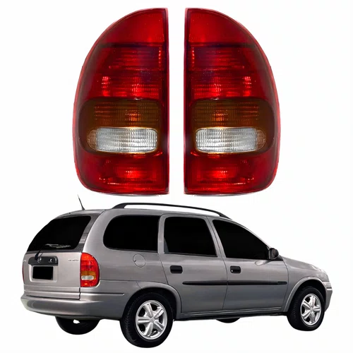 Par de Lanterna Traseira Gm Wagon 1996 Até 1999 Tricolor 4 Portas