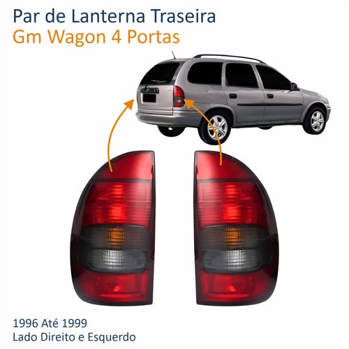 Par de Lanterna Traseira Gm Wagon 4 Portas 1996 Até 1999  Fumê