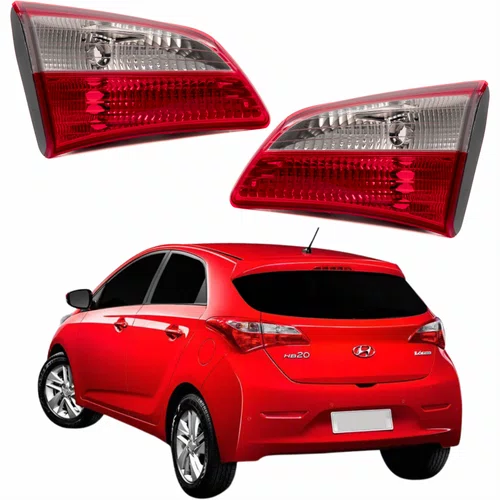 Par de Lanterna Traseira Hyndai Hb20 Hatch 2012 Até 2019 Tampa Bicolor