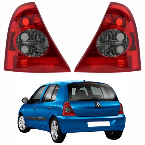 Par de Lanterna Traseira Renault Clio Hatch 2003 Até 2012 Fumê