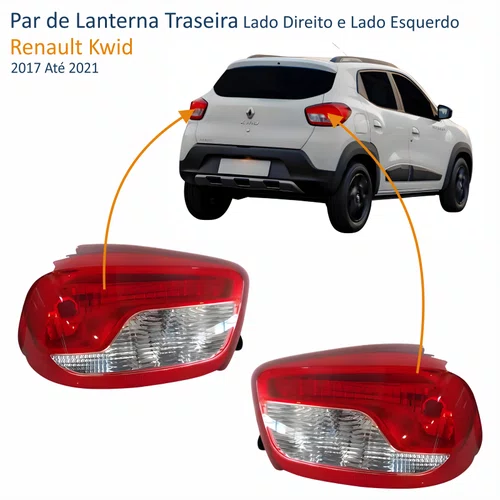 Par de Lanterna Traseira Renault Kwid 2017 Até 2021