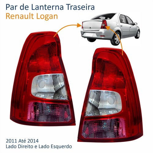 Par de Lanterna Traseira Renault Logan 2011 Até 2014 Bicolor Cristal