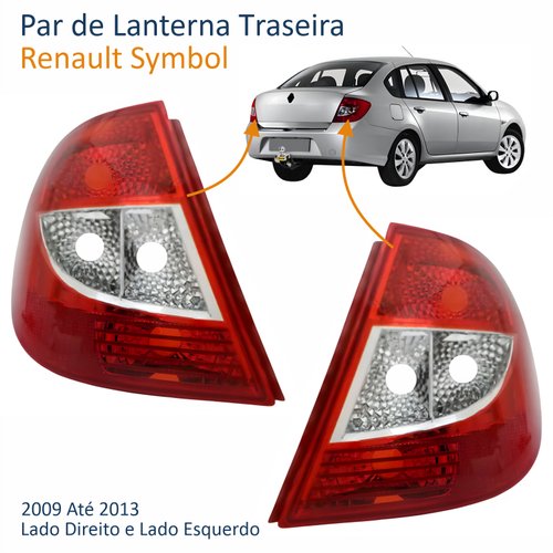 Par de Lanterna Traseira Renault Symbol 2009 Até 2013