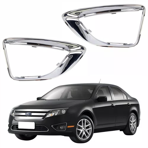 Par de Moldura Farol Auxiliar Ford Fusion 2010 Até 2012 Cromada
