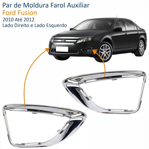 Par de Moldura Farol Auxiliar Ford Fusion 2010 Até 2012 Cromada