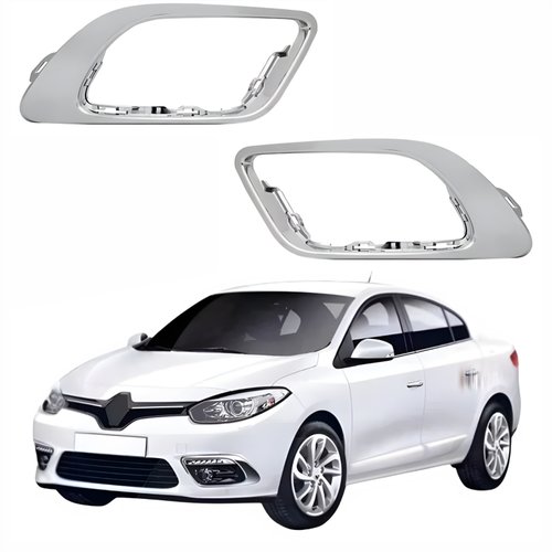 Par de Moldura Farol Auxiliar Renault Fluence 2014 Até 2019 Cromado