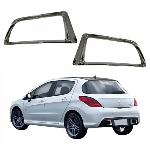 Par de Moldura Friso Escapamento Peugeot 308 2012 Até 2016 Cromado
