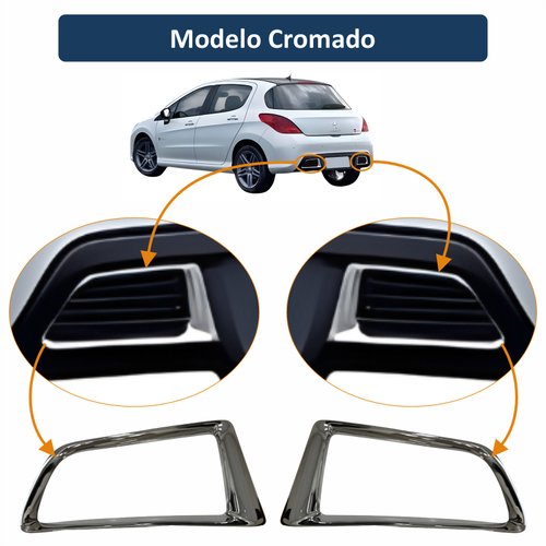 Par de Moldura Friso Escapamento Peugeot 308 2012 Até 2016 Cromado