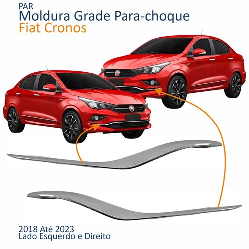 Par Moldura Grade Para-choque Fiat Cronos 2018 Até 2023 Inferior Cromado