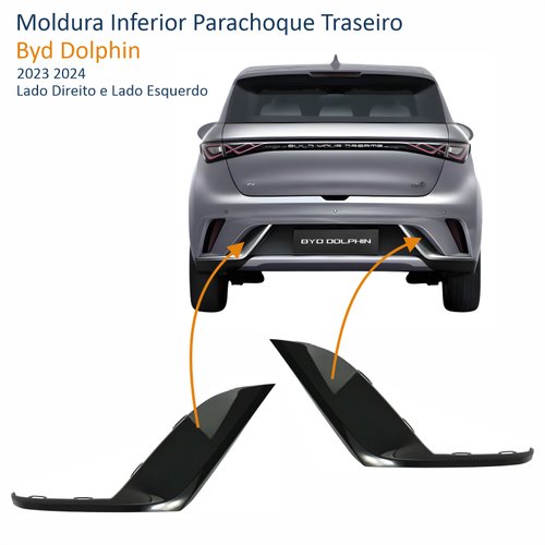 Par de Moldura Inferior Parachoque Traseiro Byd Dolphin 2023 2024