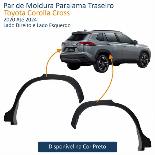 Par de Moldura Paralama Traseiro Toyota Corolla Cross 2020 Até 2024