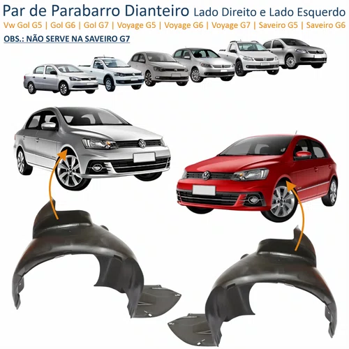 Par de Parabarro Dianteiro Vw Gol Voyage Saveiro G5 G6 G7