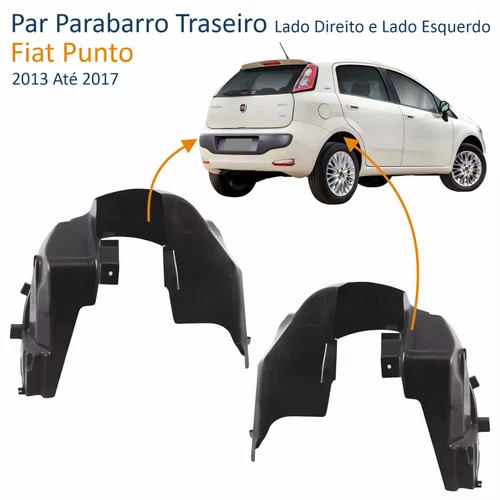 Par de Parabarro Traseiro Fiat Punto 2013 Até 2017