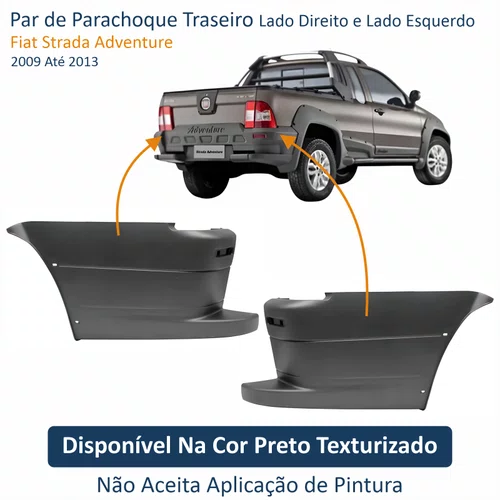 Par de Parachoque Traseiro Fiat Strada Adventure 2009 Até 2013