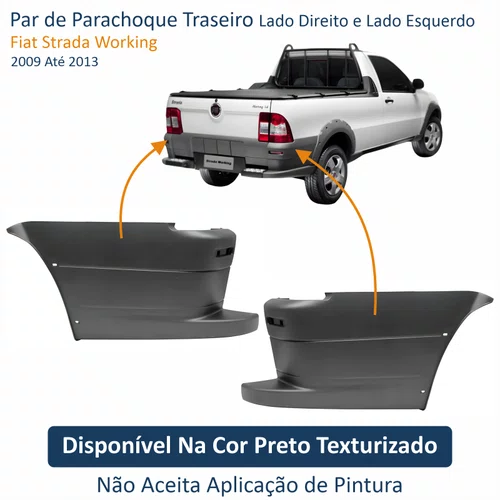 Par de Parachoque Traseiro Fiat Strada Working 2009 Até 2013