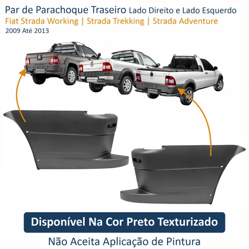 Par de Parachoque Traseiro Fiat Strada Working Trekking Adventure 2009 Até 2013