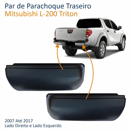 Par de Parachoque Traseiro Mitsubishi L-200 Triton 2007 Até 2017 Sem Pisante