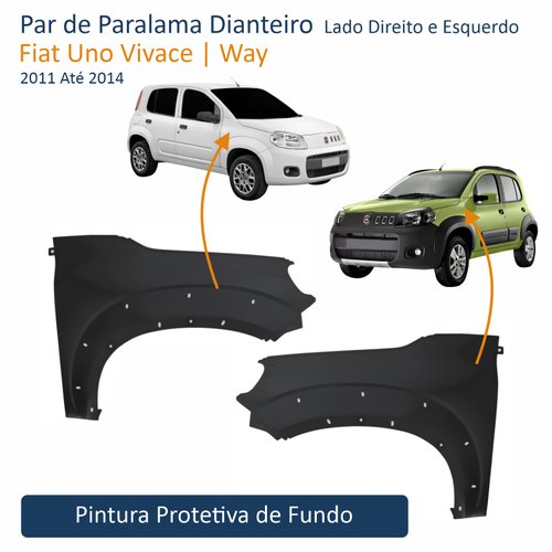 Par de Paralama Fiat Uno Vivace Way 2011 Até 2014