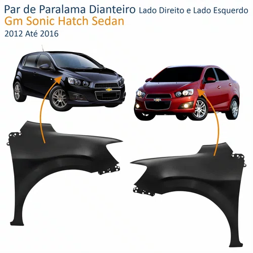 Par de Paralama Gm Sonic Hatch Sedan 2012 Até 2016