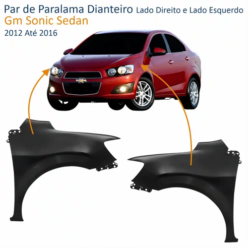 Par de Paralama Gm Sonic Sedan 2012 Até 2016