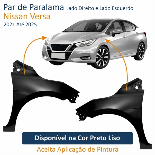 Par de Paralama Nissan Versa 2021 Até 2025