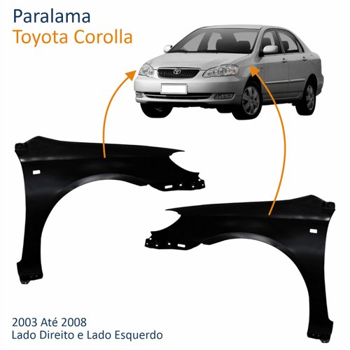 Par de Paralama Toyota Corolla 2003 Até 2008