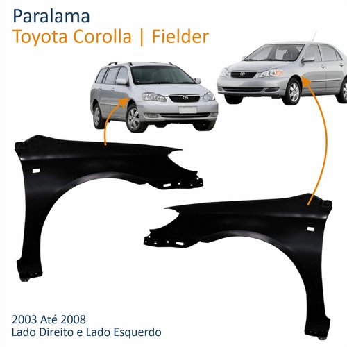 Par de Paralama Toyota Corolla Fielder 2003 Até 2008