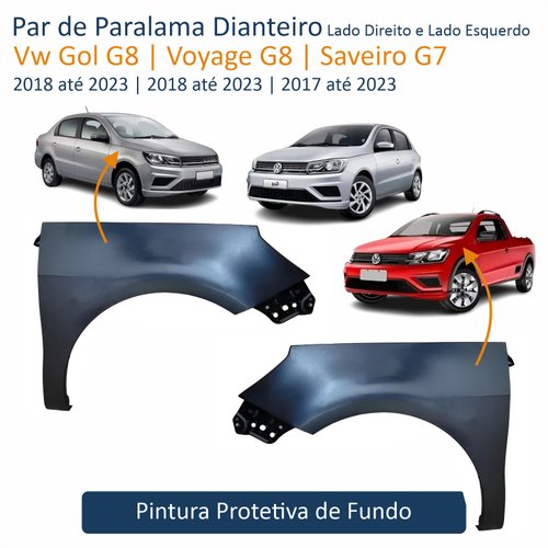 Par de Paralama Vw Gol Voyage G8 2018 Até 2023 Saveiro G7 2017 Até 2023