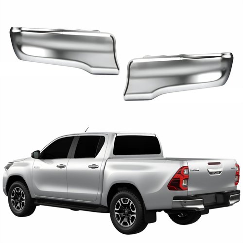 Par de Ponteira Parachoque Traseiro Toyota Hilux 2016 Até 2023 Cromado Original FPI