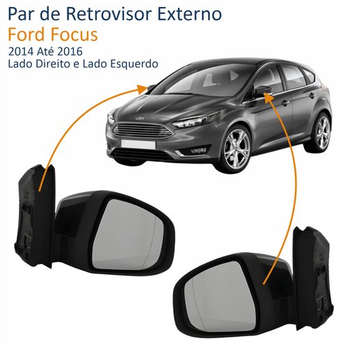 Par de Retrovisor Ford Focus 2014 Até 2016 Com Pisca Elétrico e Luz de Solo