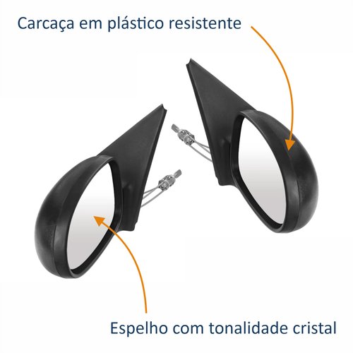 Par de Retrovisor Vw Gol Bola G2 2 Portas 1995 Até 1999 Com Controle