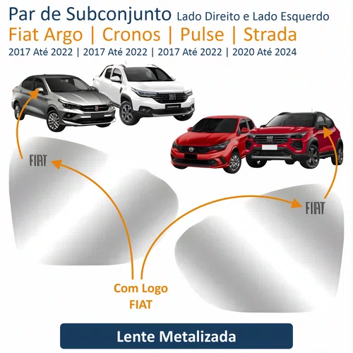Par de Subconjunto Fiat Argo Cronos Pulse 2017 Até 2022 Fiat Strada 2020 Até 2024 Com Logo Fiat