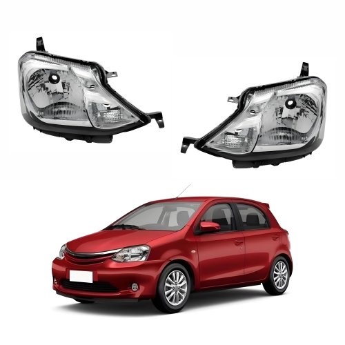 Par deFarol Toyota Etios 2012 Até 2020 Máscara Cromada Carcaça Preta