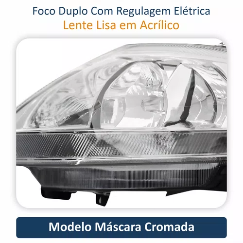 Par Farol Citroen C3 2003 Até 2012 Cromado Elétrico Com Motor