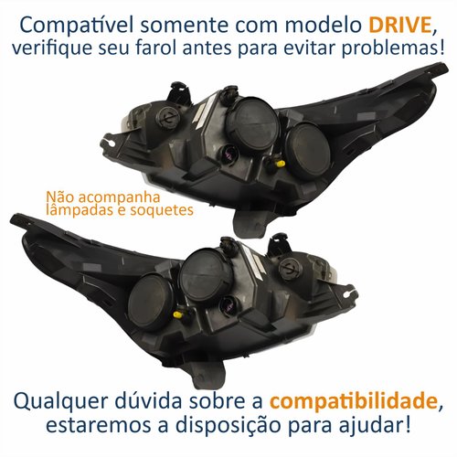 Par Farol Principal Fiat Argo 2016 Até 2024 Máscara Negra Com Led